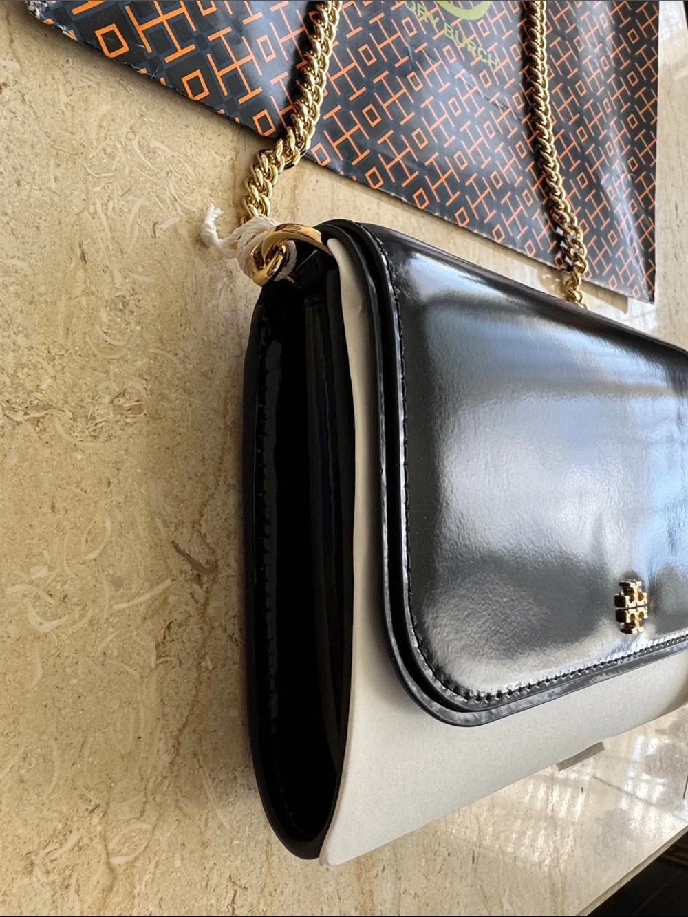NWT TORY BURCH Emerson Patent Chain Shoulder Bag